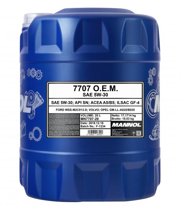 20 Liter Mannol 5W-30 7707 Energy Formula FR